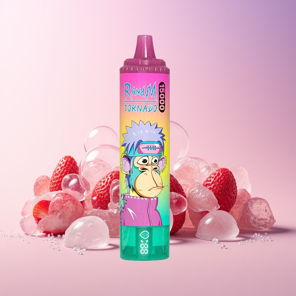 RandM Fumot Tornado 15000 Puffs Disposable Vape – 25mL Mesh Coil, Type-C, LCD Screen | Australia Wholesale Strawberry Ice