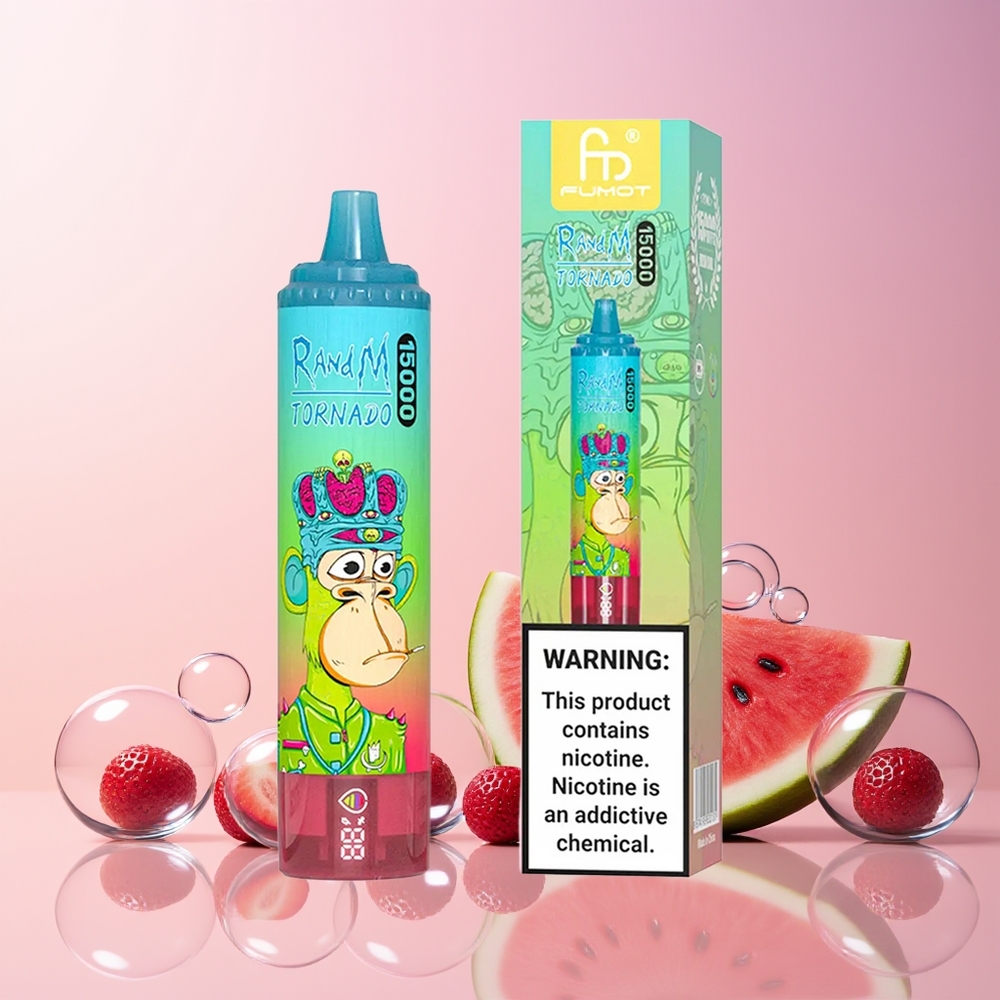 RandM Fumot Tornado 15000 Puffs Disposable Vape – 25mL, Mesh Coil, USB-C (Australia Wholesale) – Strawberry Watermelon