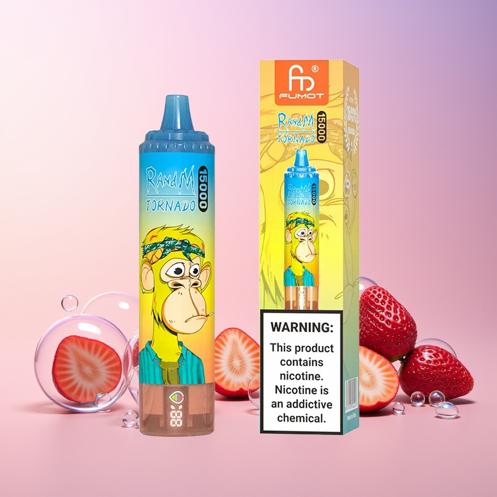 RandM Fumot Tornado 15000 Puffs Disposable Vape – 25ml 850mAh Mesh Coil (0.9Ω) | Australia Wholesale | Strawberry