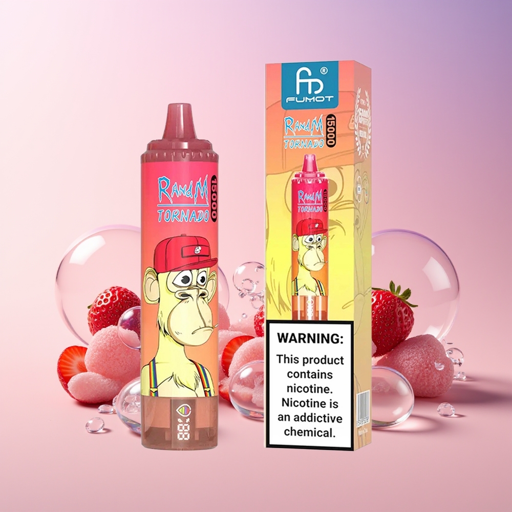 RandM Fumot Tornado 15000 Puffs Disposable Vape – 25ml Mesh Coil, 850mAh Type-C (Australia Wholesale) – Strawberry Red Bull
