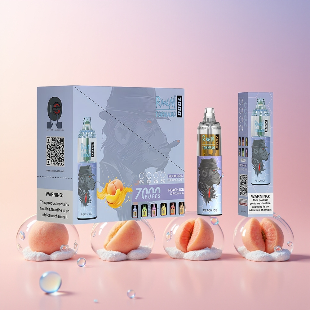 Australia Wholesale RandM Fumot Tornado 7000 Disposable Vape – 14ML E-Liquid, Mesh Coil, Peach Ice, 5% Nicotine