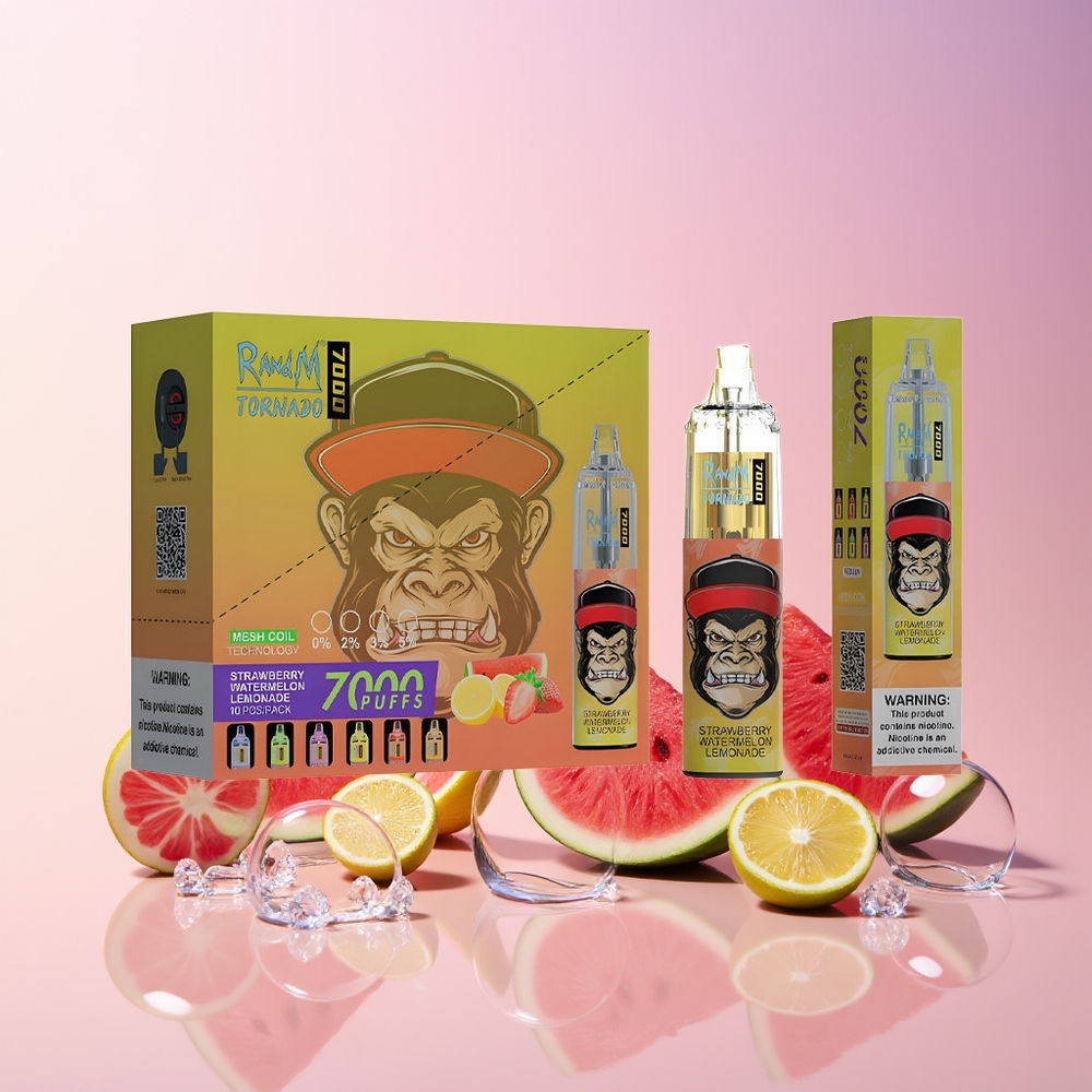 RandM Fumot Tornado 7000 Puffs Disposable Vape – 14ML E-liquid, 850MAH Battery, Mesh Coil, Type-C Port (Australia Wholesale) – Strawberry Watermelon Lemonade