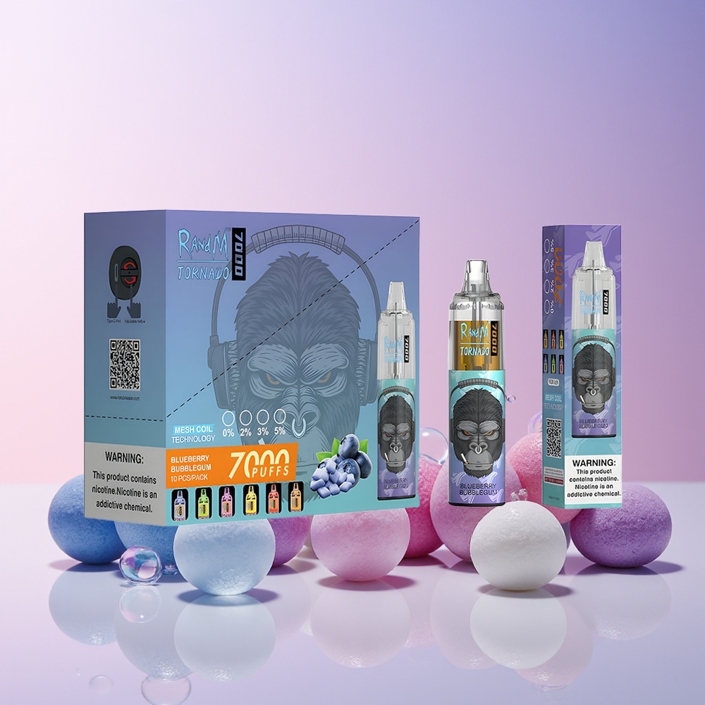 RandM Fumot Tornado 7000 Puffs Disposable Vape – 14ML E-liquid, 850MAH, Type-C, Mesh Coil (Blueberry Bubblegum) | Australia Wholesale