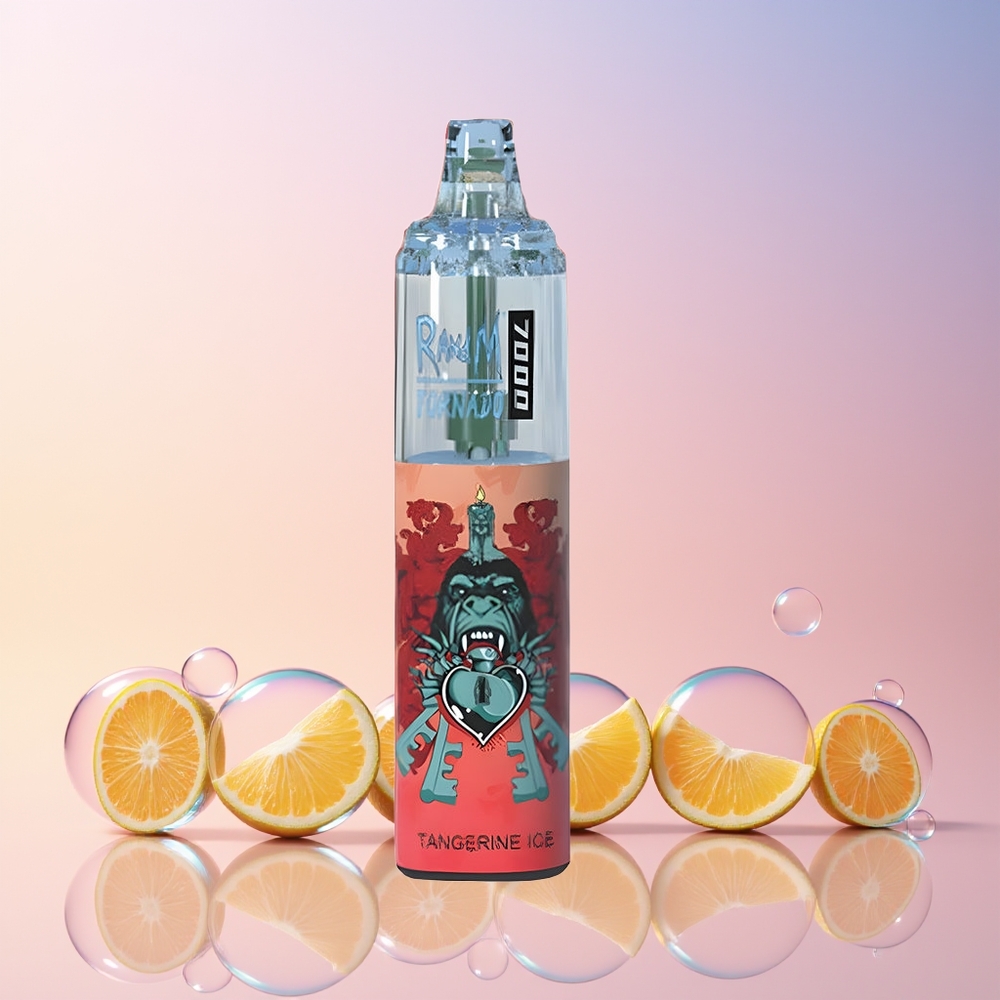 RandM Fumot Tornado 7000 Puffs Disposable Vape – 14ML E-liquid, Mesh Coil, Type-C Port, Air-Adjustable (Tangerine Ice) | Australia Wholesale