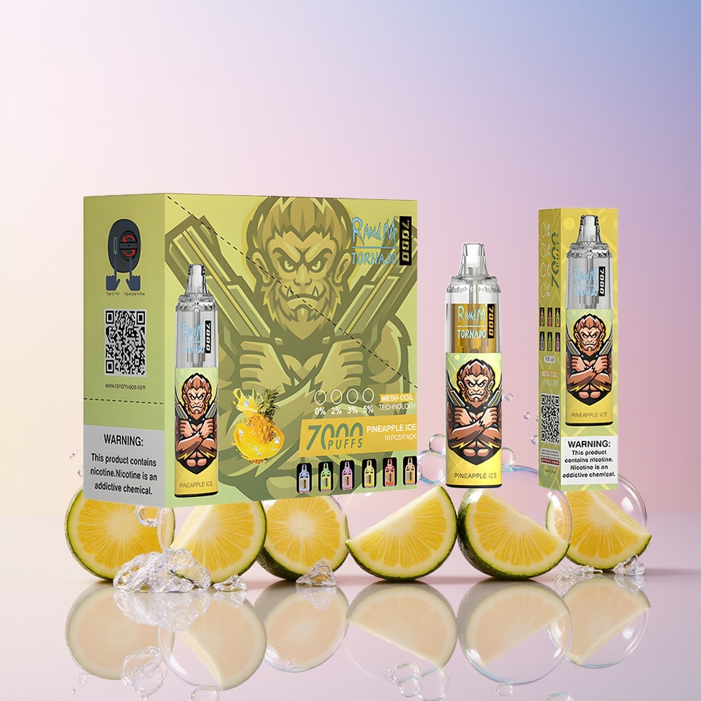 RandM Fumot Tornado 7000 Puffs Disposable Vape – 14ML E-liquid, Mesh Coil, Type-C Port (Australia Wholesale) Pineapple Ice
