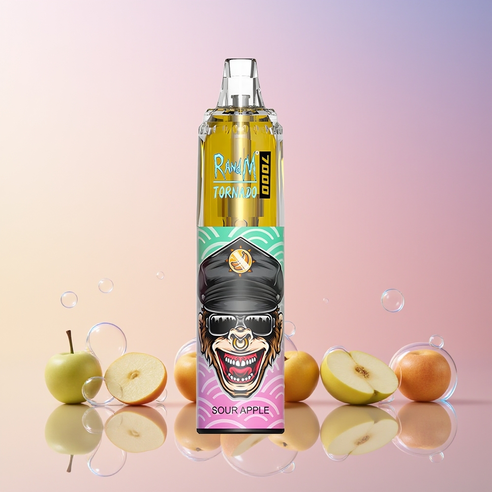 RandM Fumot Tornado 7000 Puffs Disposable Vape – 14ML E-liquid, Mesh Coil, Type-C Port (Australia Wholesale) – Sour Apple
