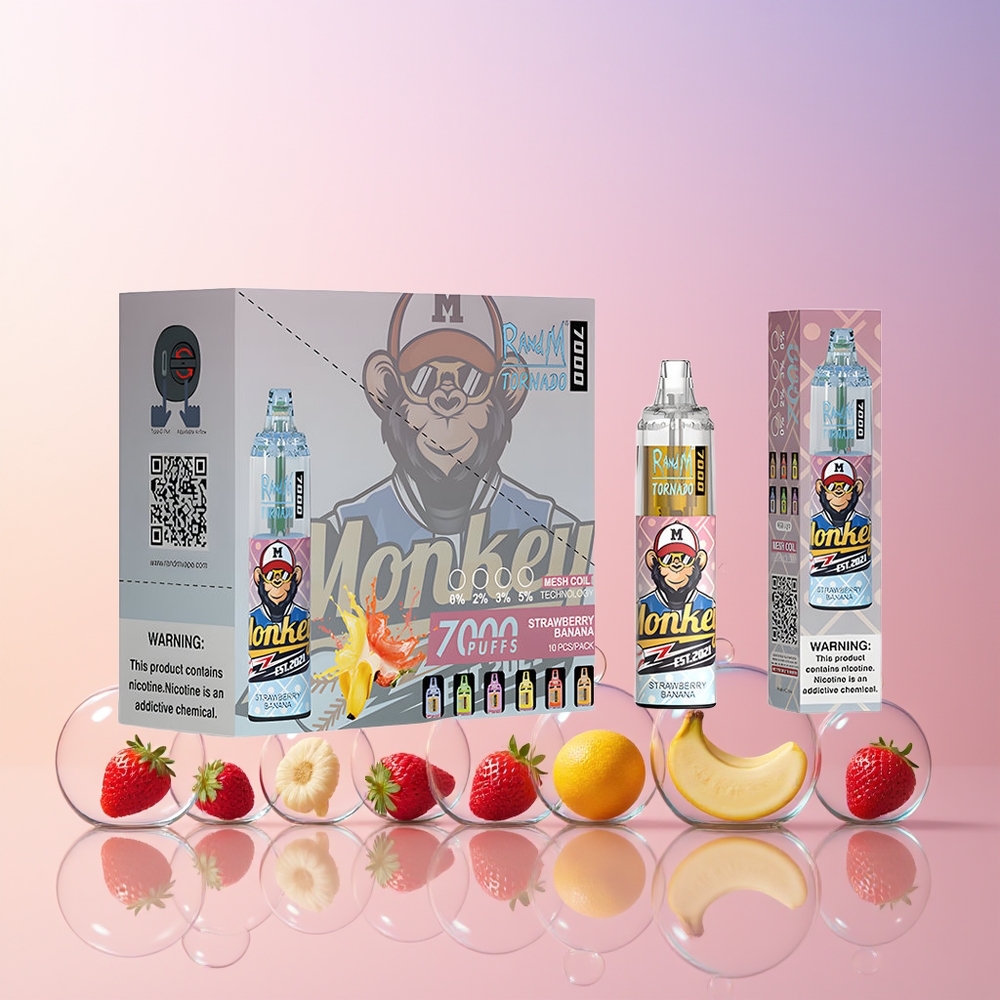 RandM Fumot Tornado 7000 Puffs Disposable Vape – 14ML E-liquid, Mesh Coil, Type-C Port | Australia Wholesale (Strawberry Banana)