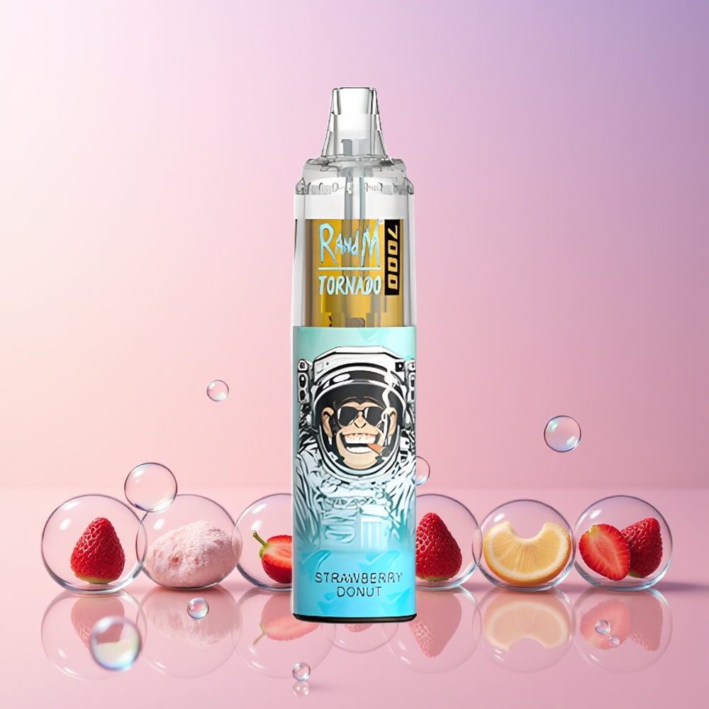 RandM Fumot Tornado 7000 Puffs Disposable Vape – 14ML E-liquid, Mesh Coil, Type-C Port – Australia Wholesale (Strawberry Donut)