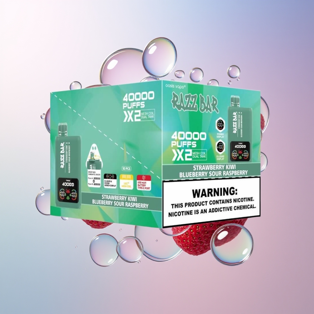 Razz Bar 40000 Puffs Disposable Vape Australia Wholesale with Power Screen Display & 1.0 Ohm 2 Mesh Coil