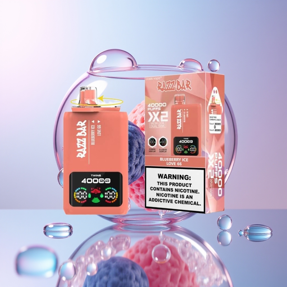 Razz Bar 40000 Puffs Disposable Vape with Power Screen Display & Mesh Coil - Australia Wholesale Blueberry Ice & Love 66