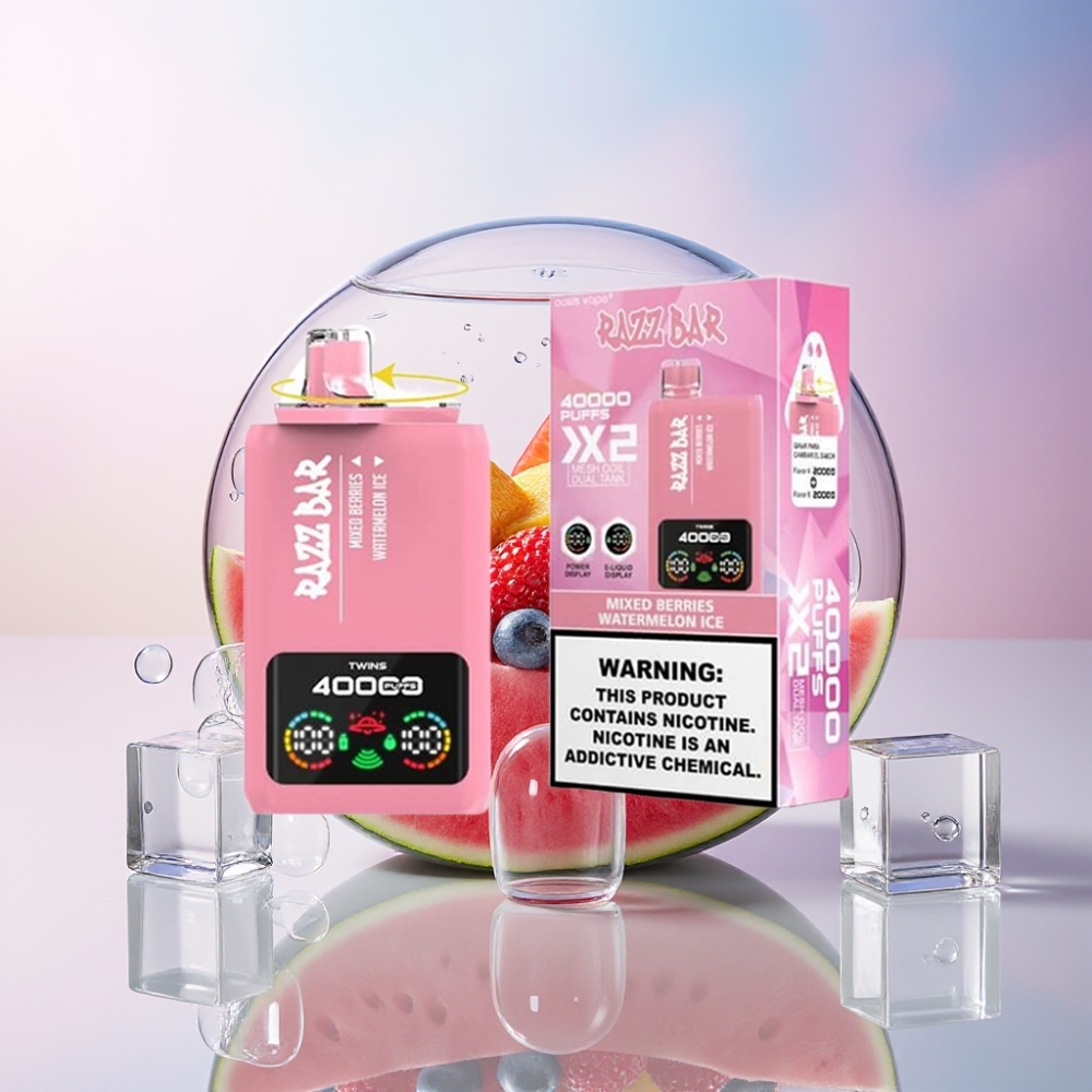 Razz Bar 40000 Puffs Disposable Vape with Power Screen Display & Mesh Coil - Australia Wholesale Mixed Berries & Watermelon Ice
