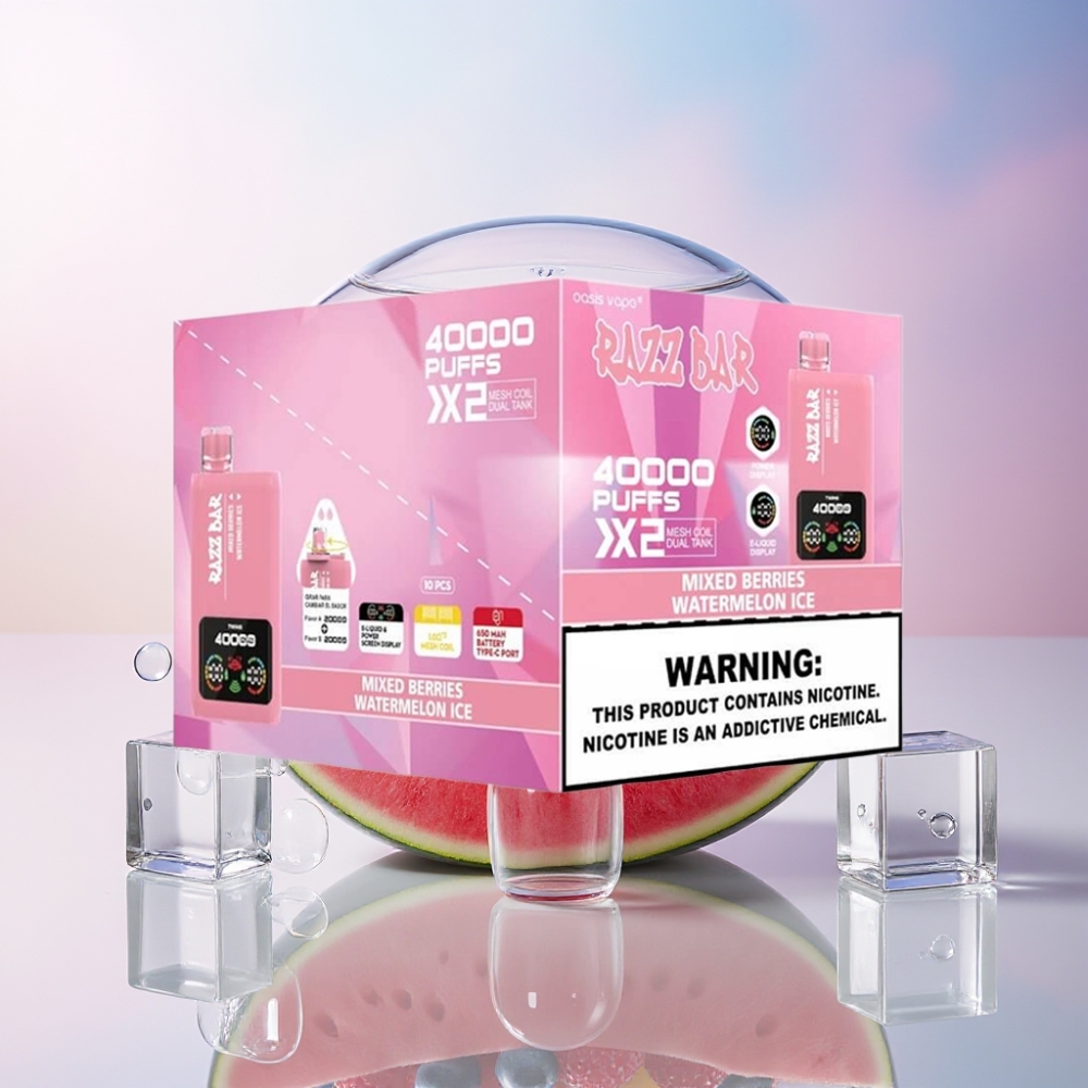 Razz Bar 40000 Puffs Disposable Vape with Power Screen Display & Mesh Coil - Australia Wholesale Mixed Berries & Watermelon Ice