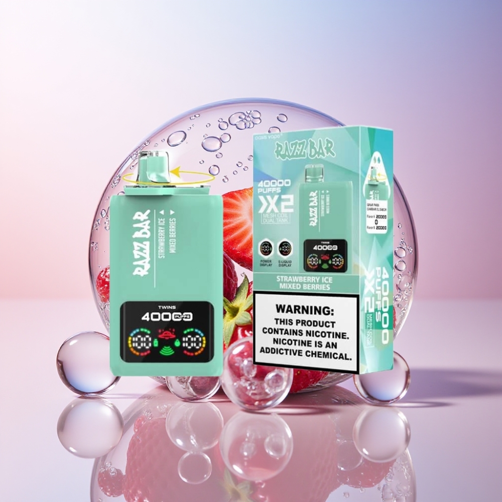 Razz Bar 40000 Puffs Disposable Vape with Power Screen & Mesh Coil - Australia Wholesale Strawberry Ice & Mixed Berries