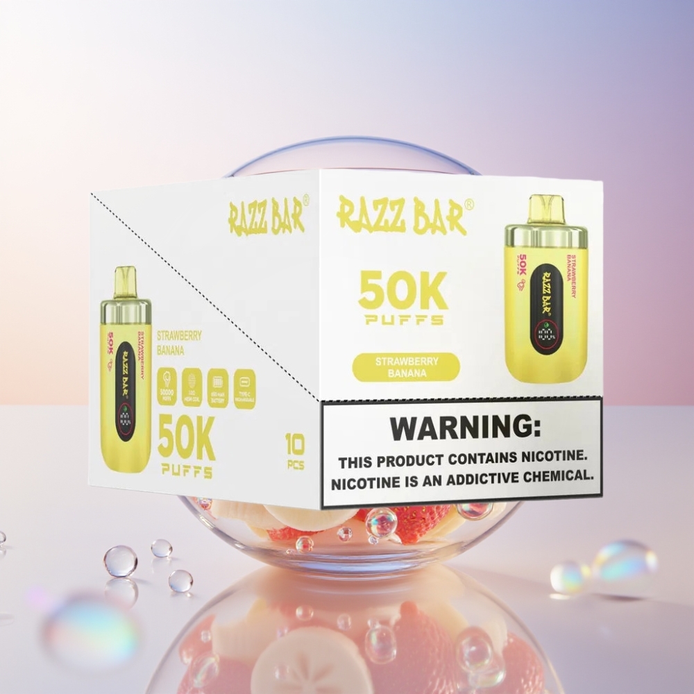 Razz Bar 50K Puffs 650mAh Rechargeable Disposable Vape Strawberry Banana Australia Wholesale
