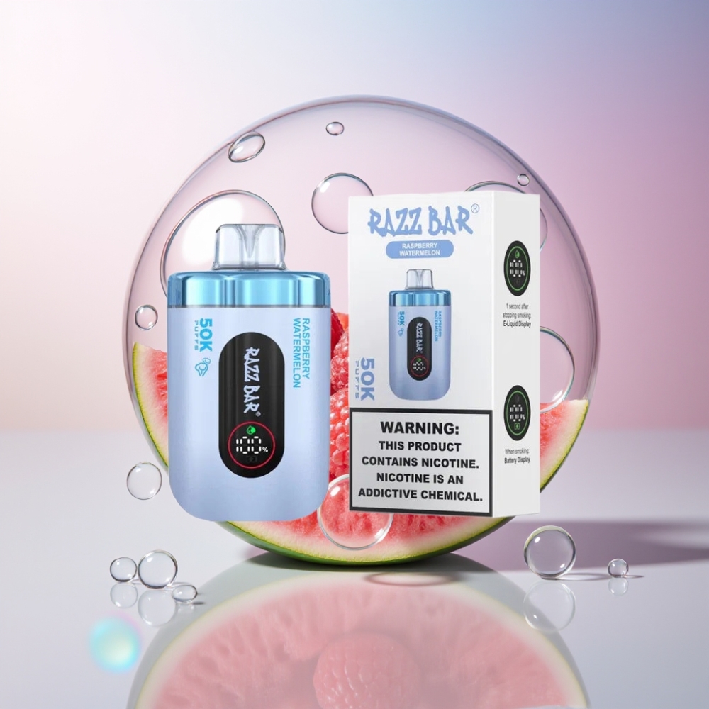 Razz Bar 50K Puffs Disposable Vape - 50000 Puffs, 1.0 Ohm Mesh Coil, Type-C Rechargeable, Australia Wholesale, Raspberry Watermelon