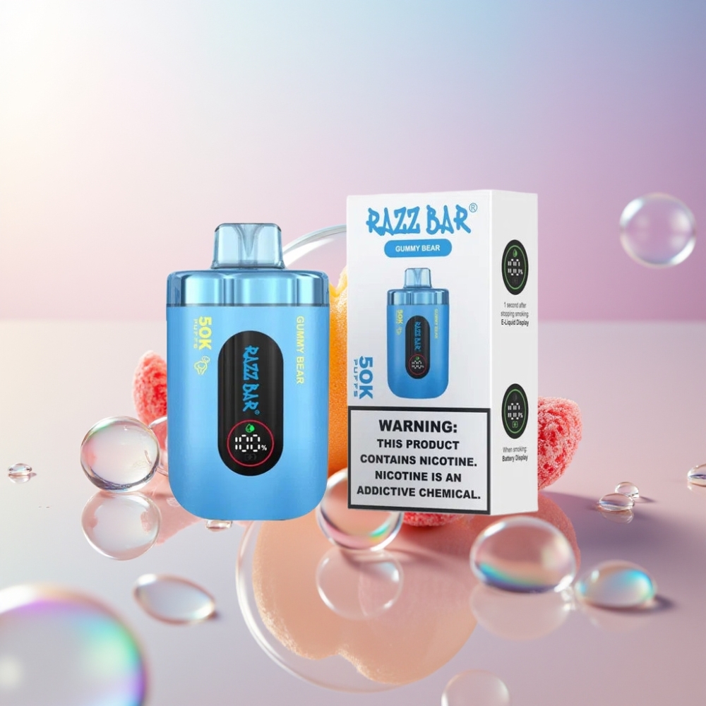 Razz Bar 50K Puffs Disposable Vape Australia Wholesale with 650mAh Battery & 2% Nicotine Gummy Bear