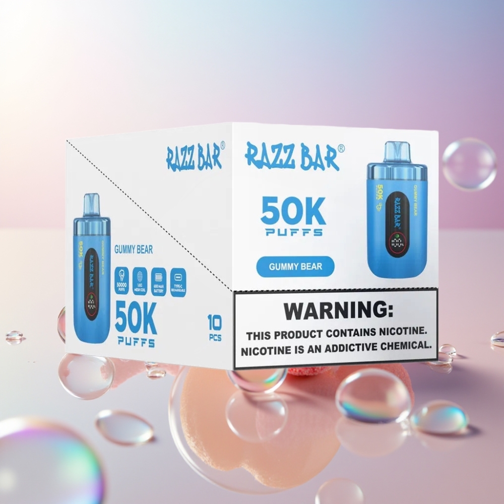 Razz Bar 50K Puffs Disposable Vape Australia Wholesale with 650mAh Battery & 2% Nicotine Gummy Bear
