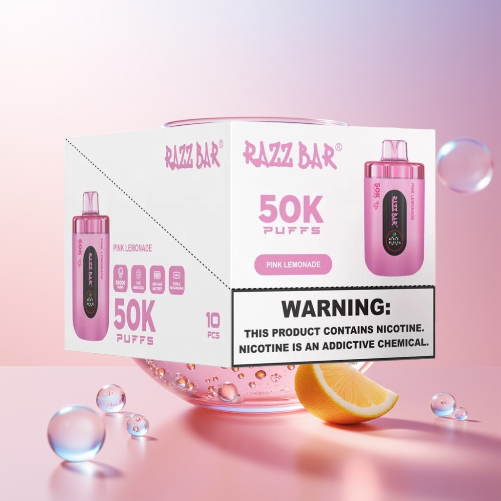 Razz Bar 50K Puffs Disposable Vape Pink Lemonade Australia Wholesale 50000 Puffs 1.0 Ohm Mesh Coil