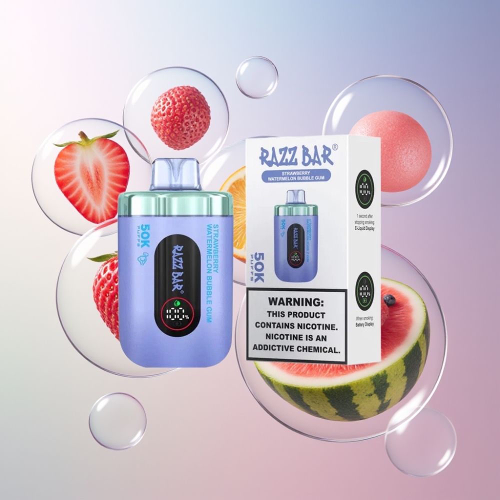 Razz Bar 50K Puffs Disposable Vape Strawberry Watermelon Bubble Gum 650mAh Type-C Australia Wholesale