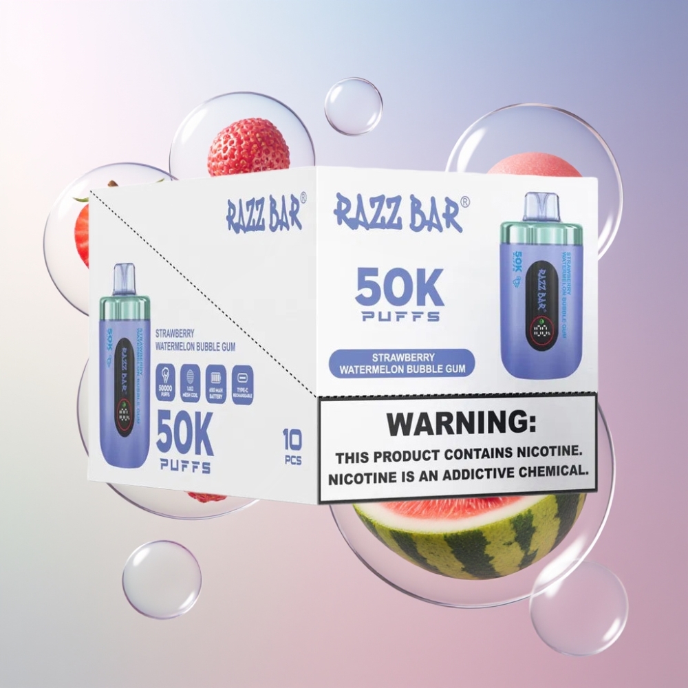 Razz Bar 50K Puffs Disposable Vape Strawberry Watermelon Bubble Gum 650mAh Type-C Australia Wholesale