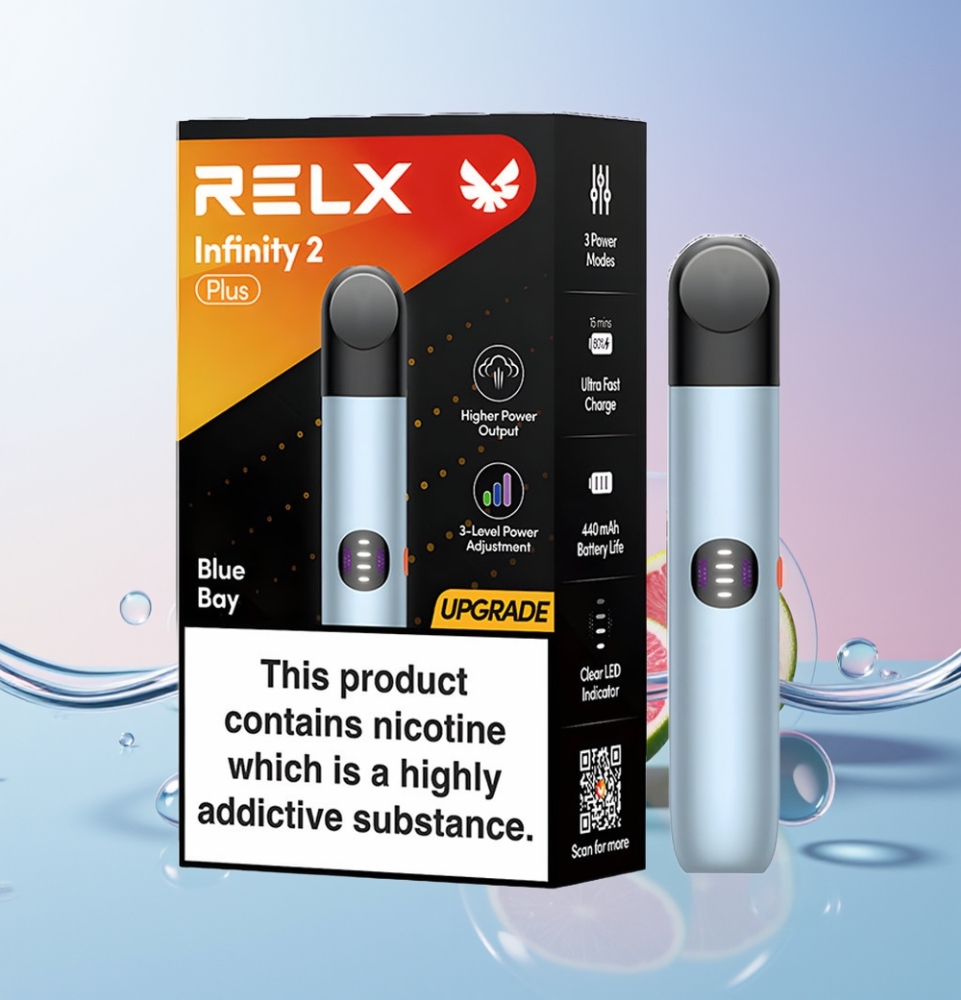 RELX Infinity 2 Plus Device – Adjustable Modes & Type-C Charging (6.5W/8W/10W) | Australia Wholesale | Blue Bay