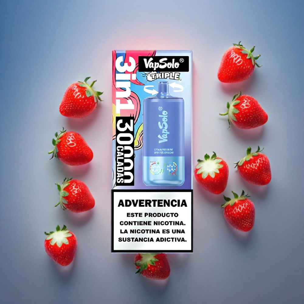VapSolo Tripe 30000 Puffs Vape - Strawberry Watermelon & Blueberry Ice