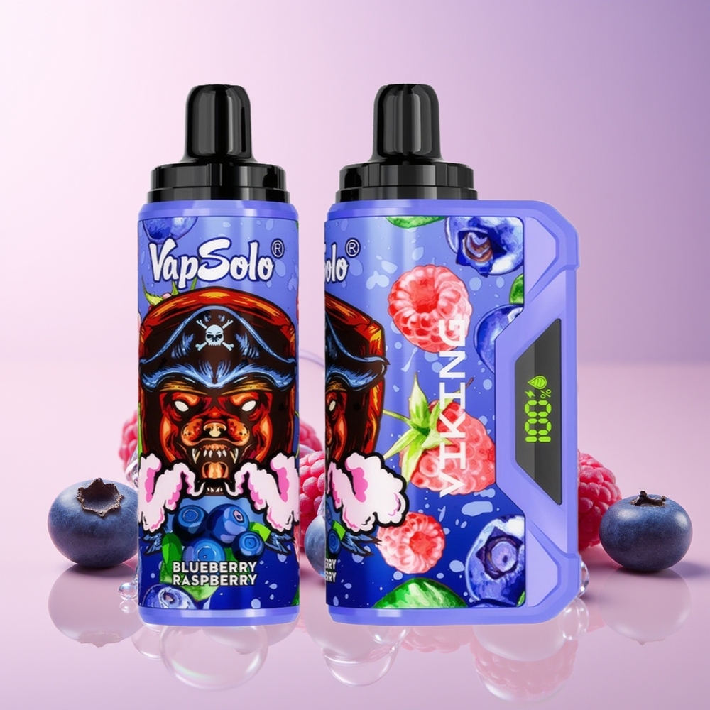 VapSolo VIKING 12000 Puffs Disposable Vape – 22mL E-Liquid, Type-C Charging, LED Display | Australia Wholesale (Blueberry Raspberry)