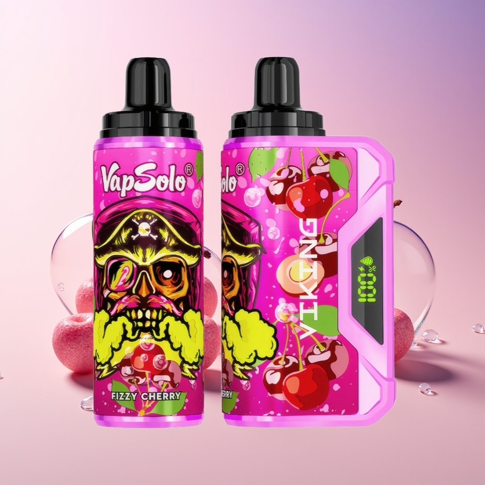 VapSolo VIKING 12000 Puffs Disposable Vape – 22mL E-Liquid, Type-C Charging, LED Display | Australia Wholesale (Fizzy Cherry)