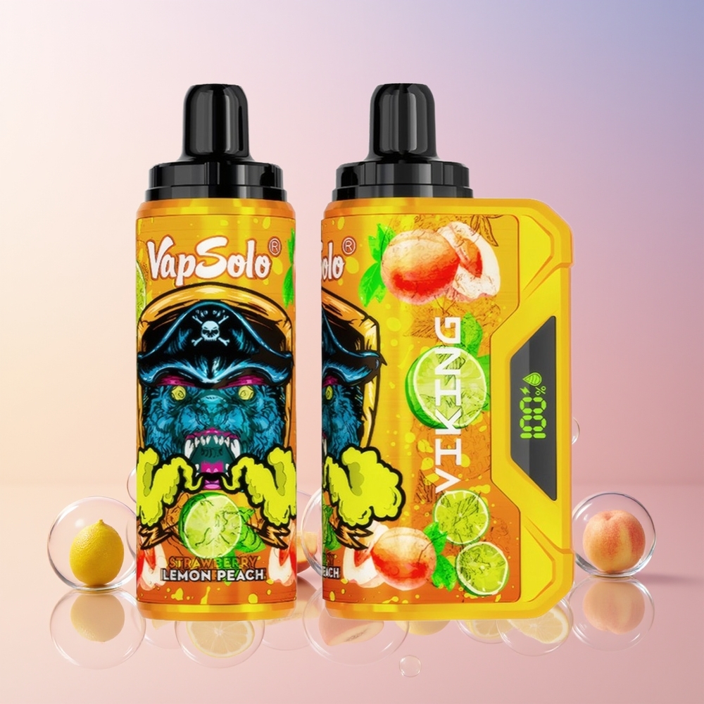 VapSolo VIKING 12000 Puffs Disposable Vape – 22mL E-Liquid, Type-C Charging, LED Display | Australia Wholesale Lemon Peach