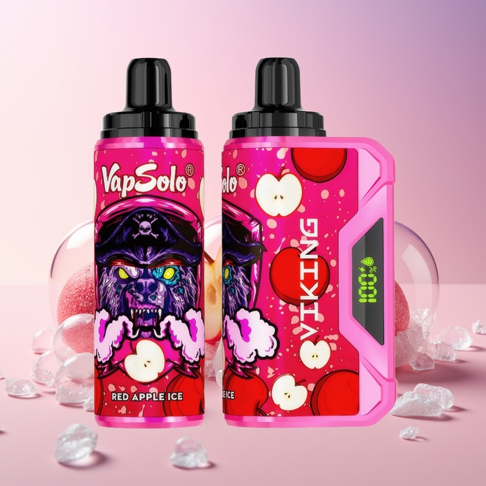 VapSolo VIKING 12000 Puffs Disposable Vape – 22mL E-Liquid, Type-C Charging, LED Display | Australia Wholesale (Red Apple Ice)