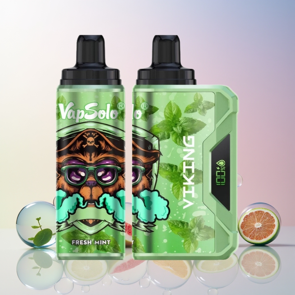 VapSolo VIKING 12000 Puffs Disposable Vape – 22ml E-Liquid, LED Display, Type-C (Australia Wholesale) – Fresh Mint