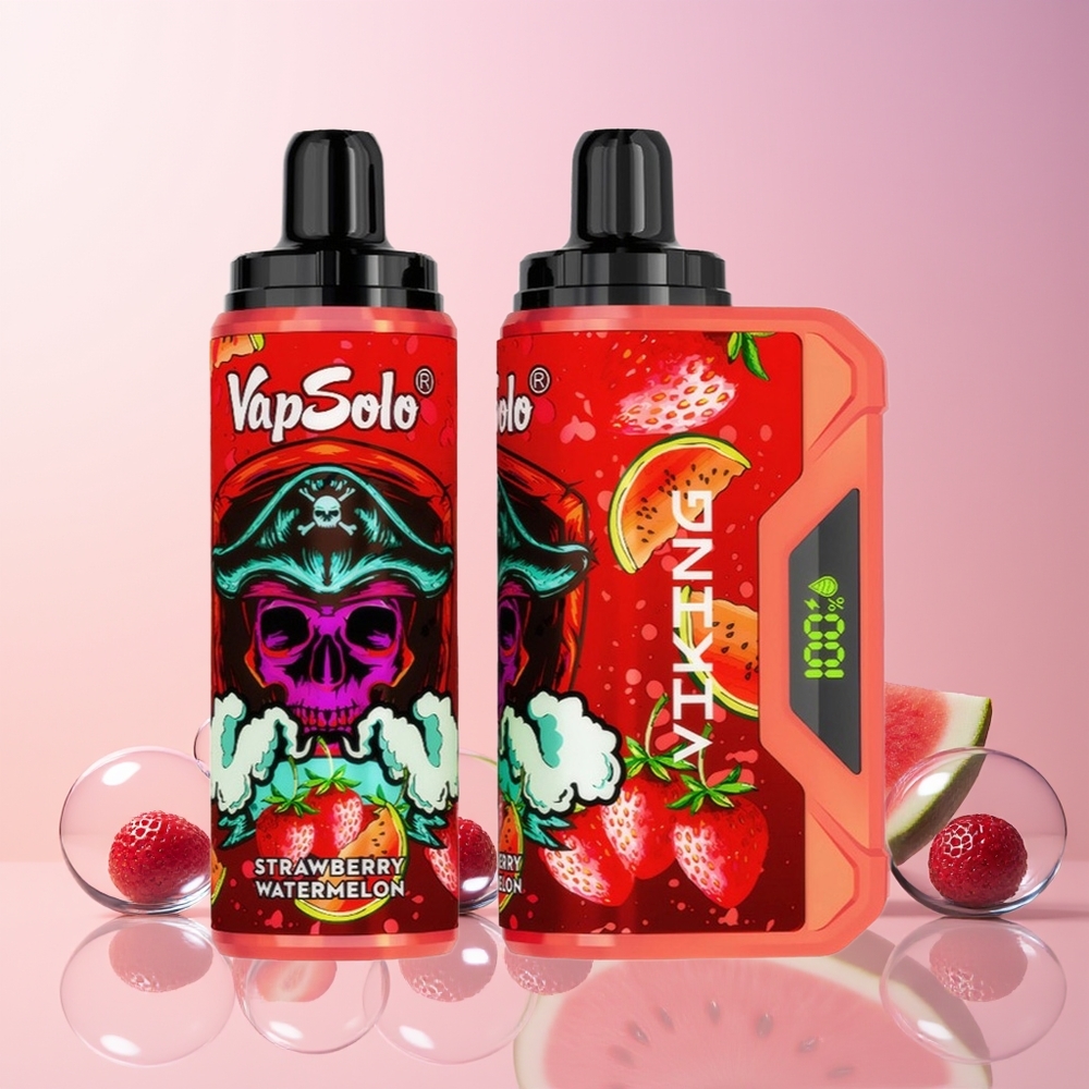 VapSolo VIKING 12000 Puffs Disposable Vape – 22ml E-Liquid, LED Display, Type-C, Australia Wholesale (Strawberry Watermelon)