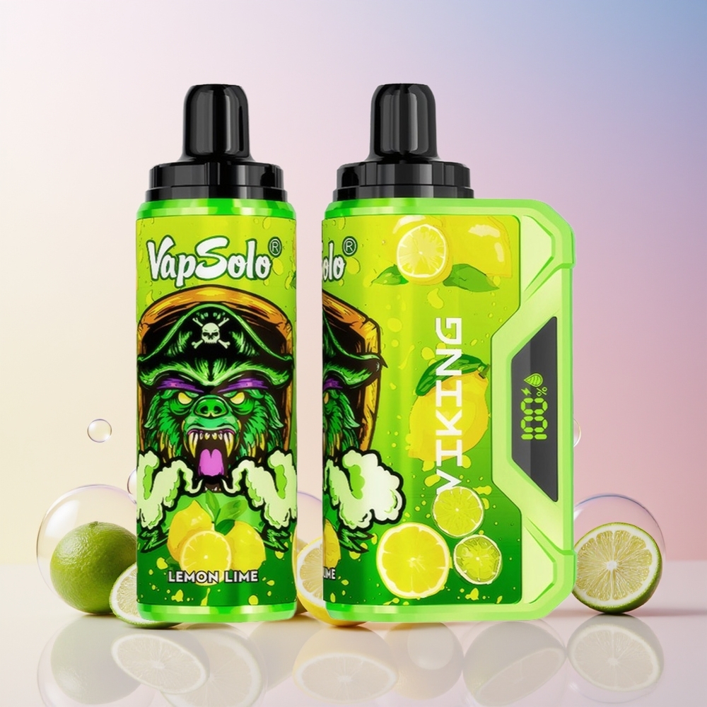 VapSolo VIKING 12000 Puffs Disposable Vape – 22ml E-Liquid, LED Display, Type-C Charging | Australia Wholesale (Lemon Lime)