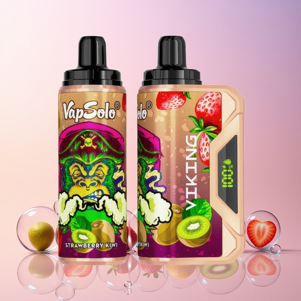 VapSolo VIKING 12000 Puffs Disposable Vape – 22ml E-Liquid, LED Display, Type-C Charging | Australia Wholesale (Strawberry Kiwi)