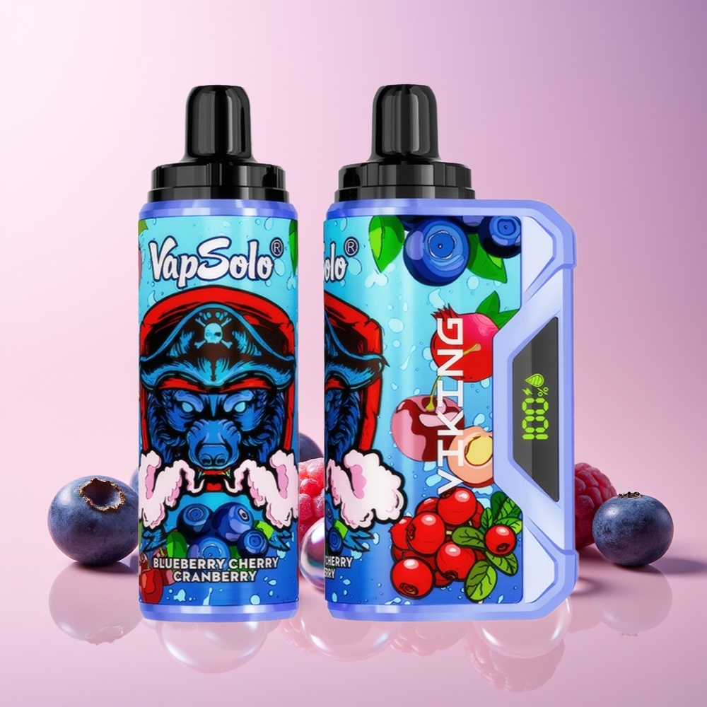 VapSolo VIKING 12000 Puffs Disposable Vape – 22ml E-Liquid, Type-C Charging, LED Display | Australia Wholesale (Blueberry Cherry Cranberry)