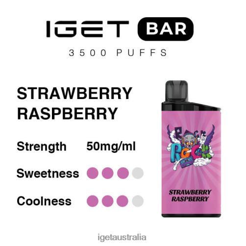 IGET Australia Bar 3500 Puffs J2V4N273 Strawberry Raspberry