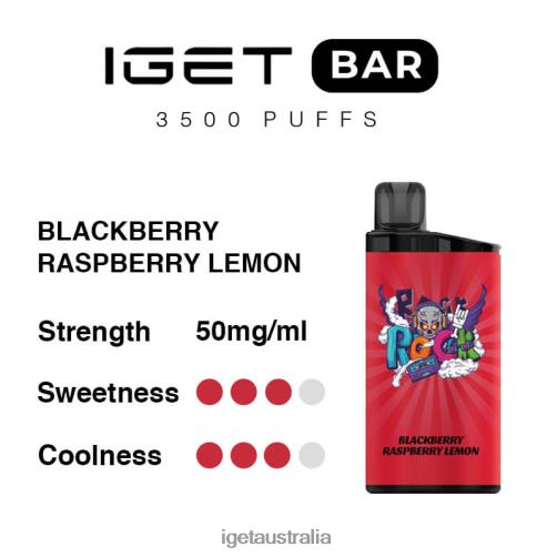 IGET vapes Australia Bar 3500 Puffs J2V4N296 Blackberry Raspberry Lemon