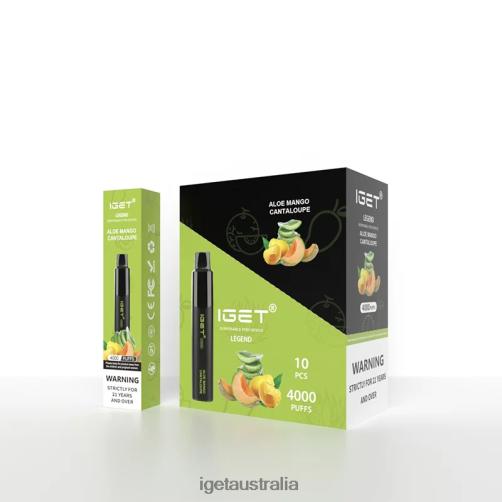 IGET vapes Australia Legend 4000 Puffs J2V4N346 Aloe Mango Cantaloupe