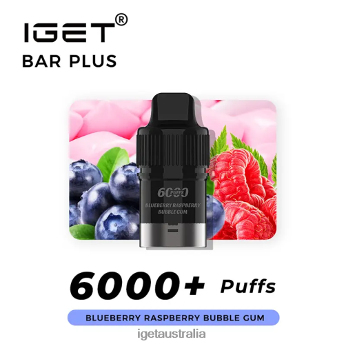 IGET vape Bar Plus Pod 6000 Puffs J2V4N252 Blueberry Raspberry Bubble Gum