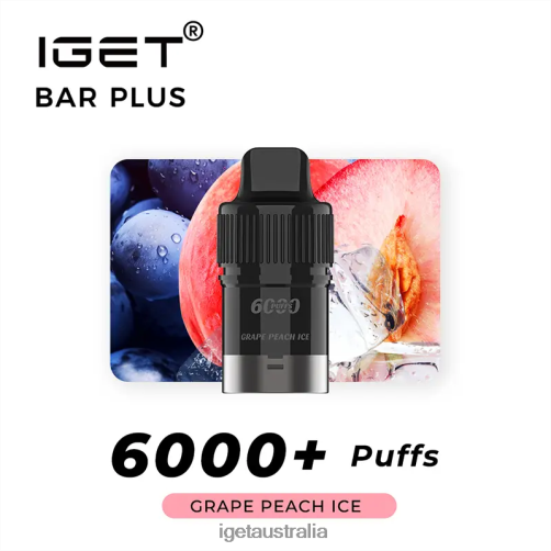 IGET bar Bar Plus Pod 6000 Puffs J2V4N254 Grape Peach lce